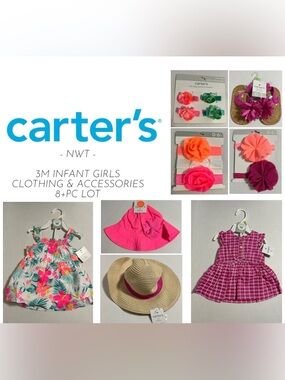 🆕CARTER’S - 3M - NWT - 8+PCS - INFANT GIRLS CLOTHING & ACCESSORIES LOT